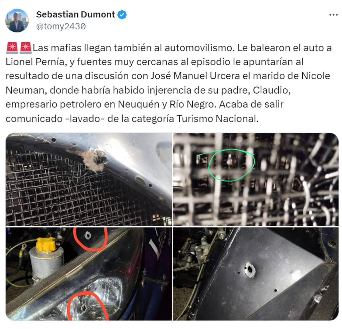 El posteo de Sebastián Dumont. Foto: X.