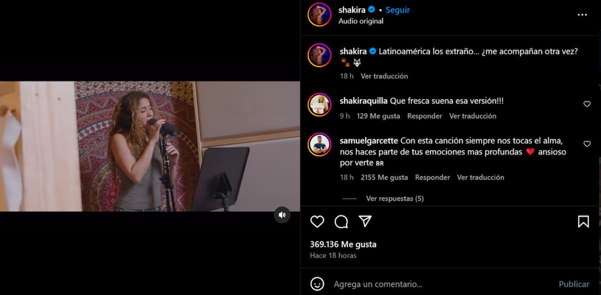 El posteo de Shakira que despertó sospechas de una gira por Latinoamérica. Foto: Instagram.