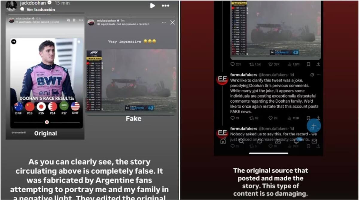 El posteo del piloto australiano. Foto: Instagram @jackdoohan