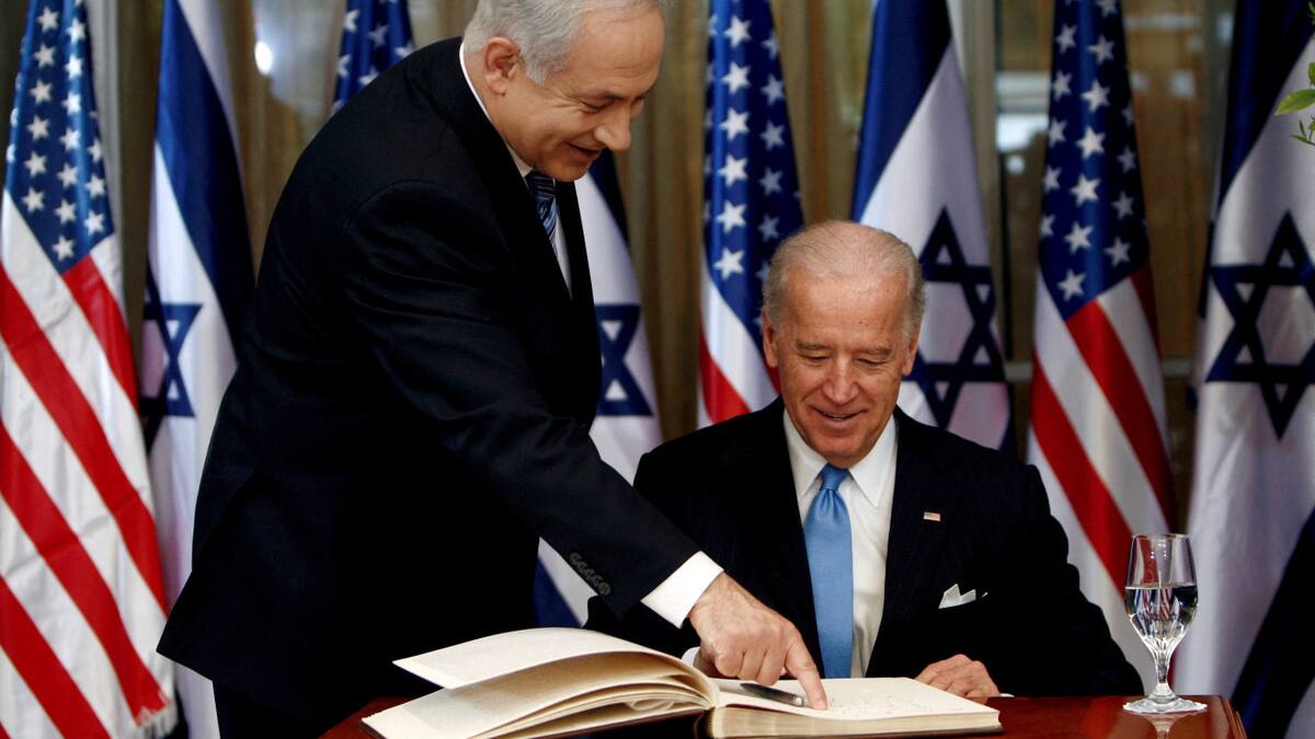 El presidente de EEUU, Joe Biden, y el primer ministro israelí, Benjamín Netanyahu. Foto: Reuters.
