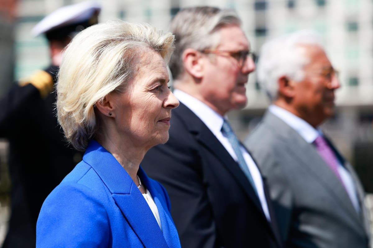 El presidente del Consejo Europeo, Antonio Costa, el primer ministro británico, Keir Starmer, y la presidenta de la Comisión Europea, Ursula von der Leyen. EFE