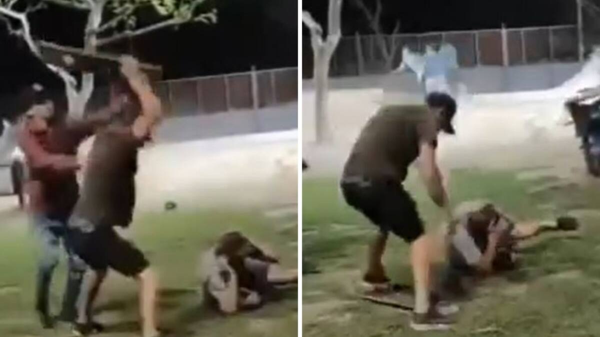 Salvaje ataque en Bragado: una patota golpeó con una tabla de skate en la cabeza a un joven en el piso