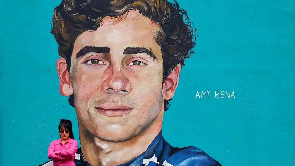 El terrible mural en honor a Franco Colapinto. Foto: Instagram @amy.rena.muralis