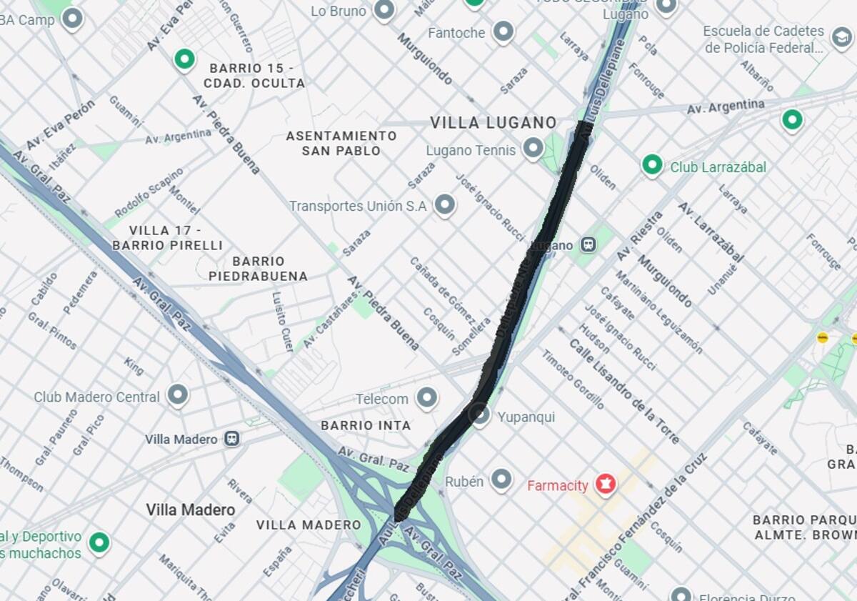 El tramo de la Autopista Dellepiane cerrado al tránsito.