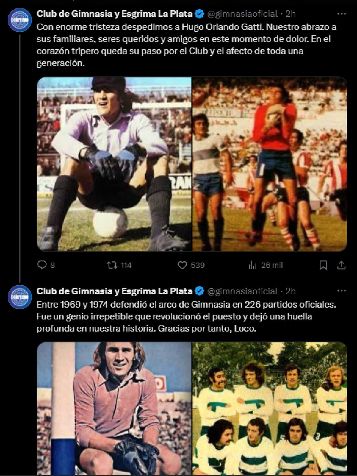 El último adiós al "Loco" Gatti. Foto: captura X