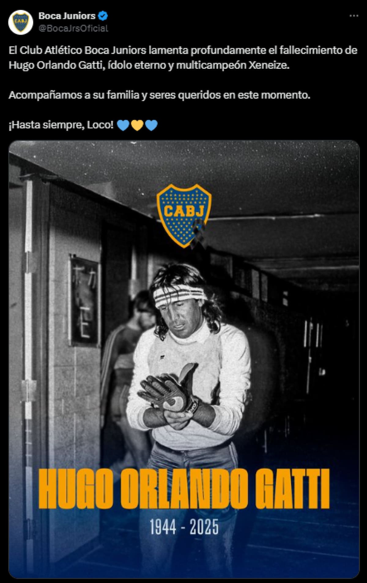 El último adiós al "Loco" Gatti. Foto: captura X