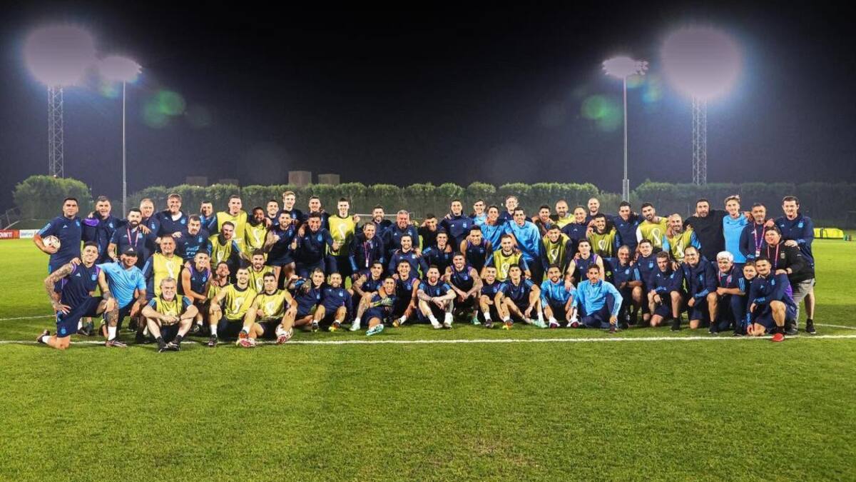 El último entrenamiento de Argentina en Qatar. Foto: NA.