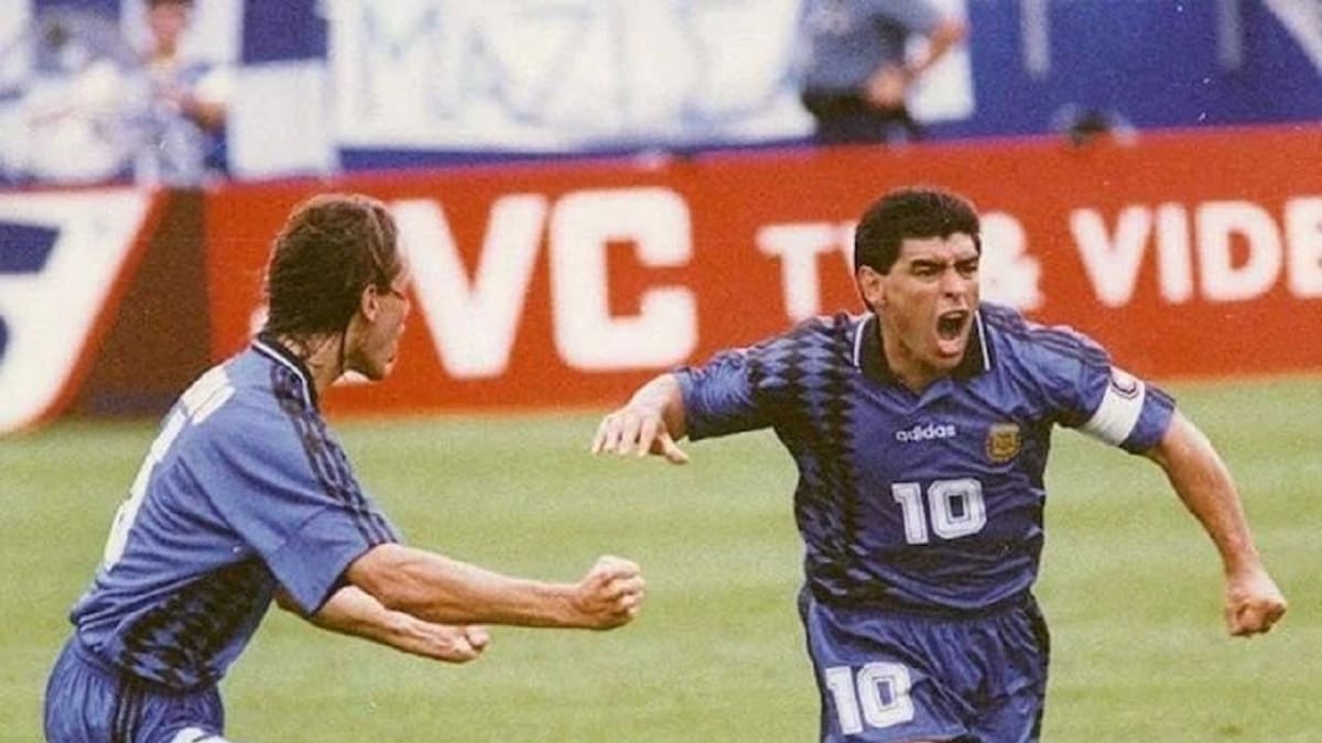 El último gol de Maradona con Argentina en un Mundial. Foto: Instagram @pelusadelanadaalagloria