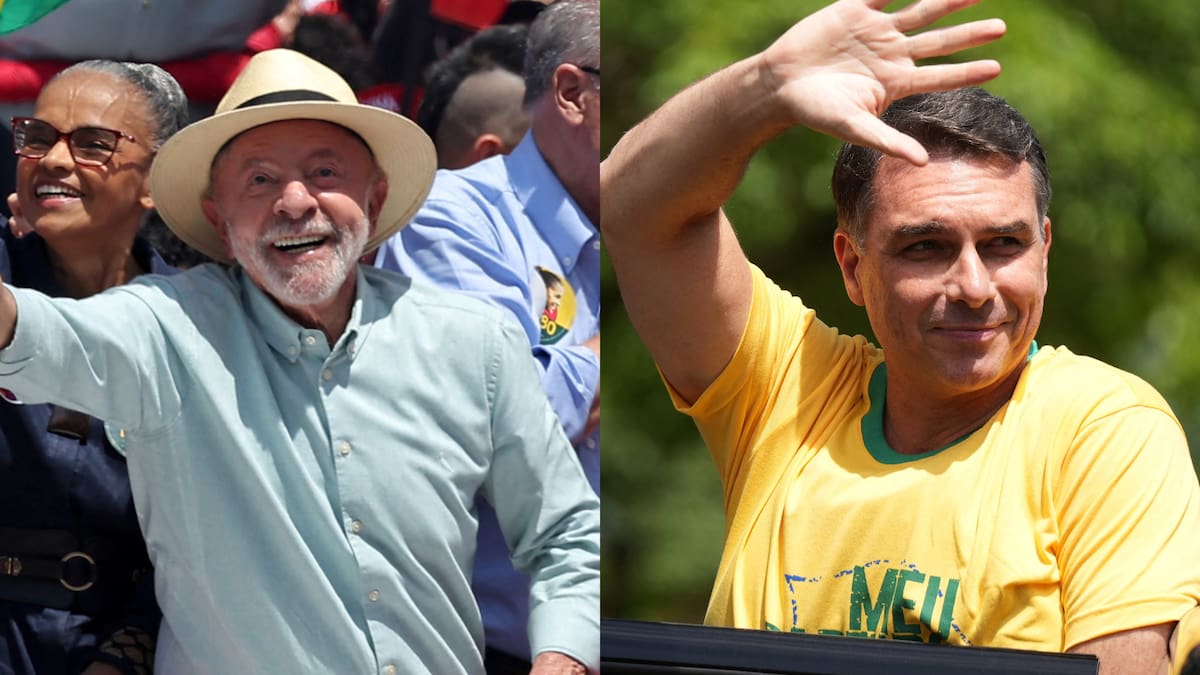 Marea roja y marcha de motos: Lula da Silva y Flávio Bolsonaro cerraron la campaña en Brasil antes de las elecciones