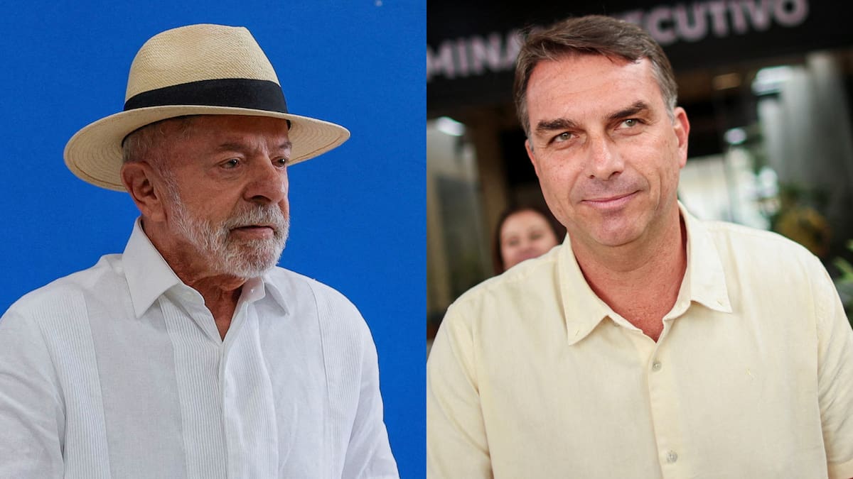 Collage de Lula da Silva y Flávio Bolsonaro.