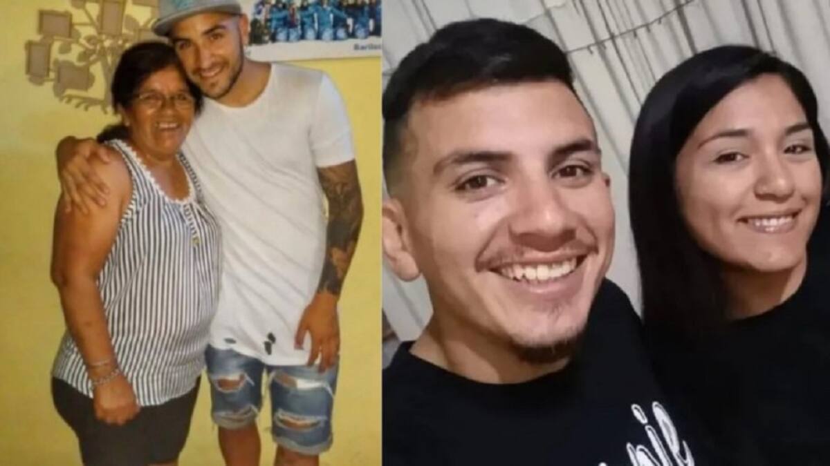 Elías Gómez con su madre y su hermana con su novio, también fallecido. Foto: NA.