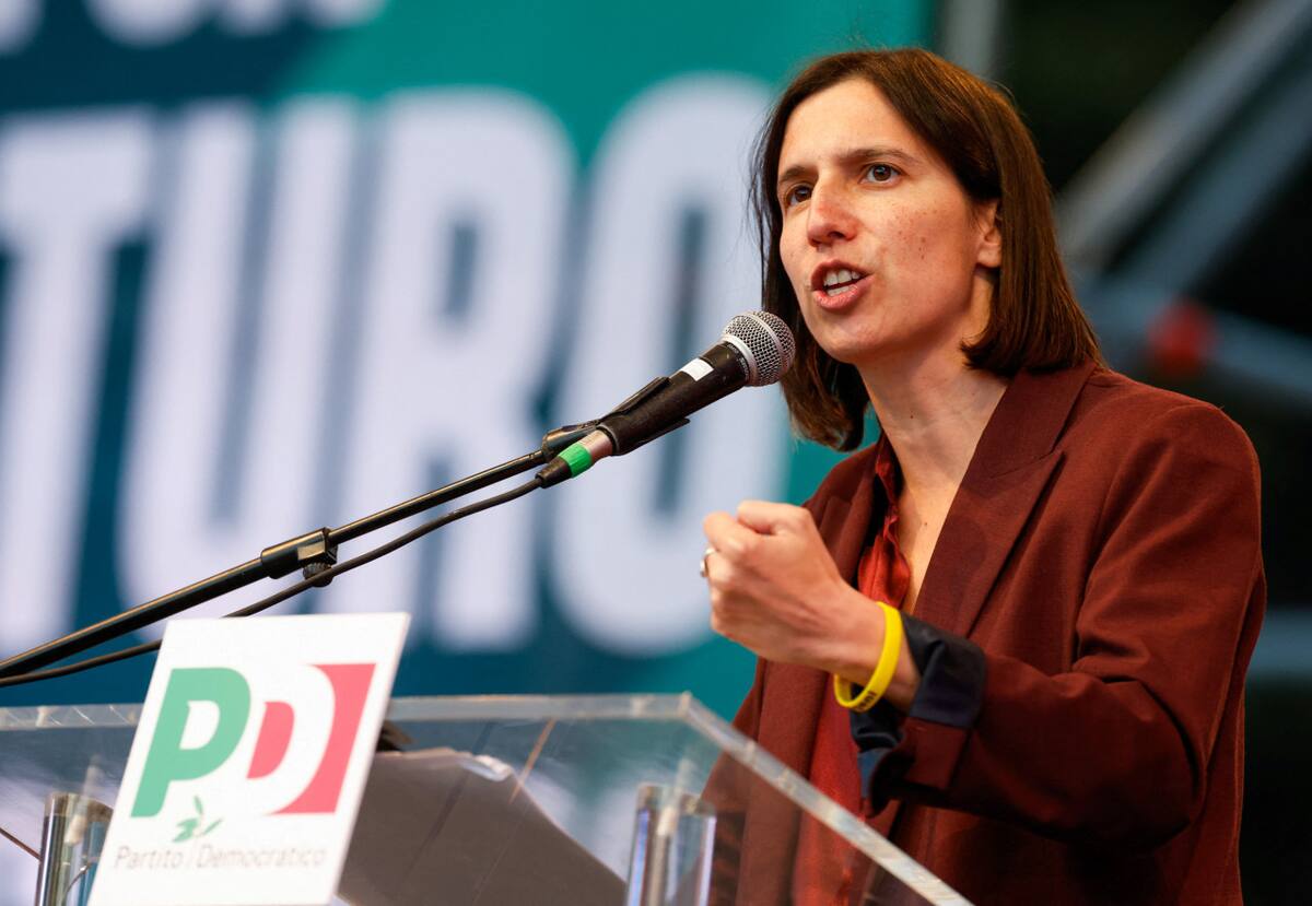 Elly Schlein , pronuncia su discurso durante una manifestación del Partido Demócrata en Roma. Reuters.