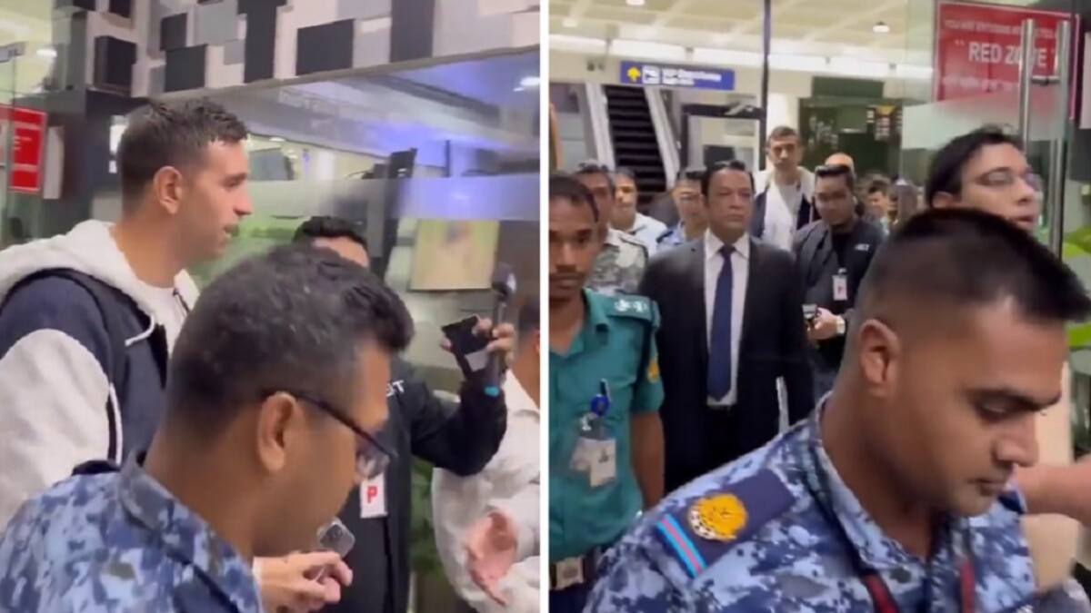 Emiliano Dibu Martínez en Asia. Foto: captura de video.