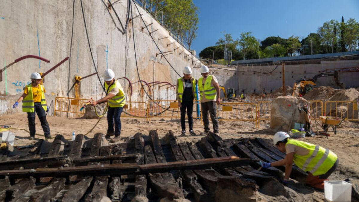 Encuentran restos de gran barco medieval en Barcelona. Foto: Ayuntamiento de Barcelona.
