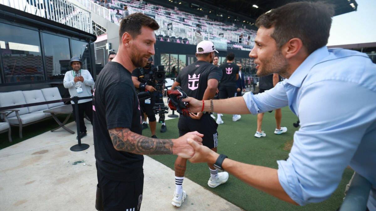 Encuentro de Esteban Edul y Lionel Messi en el Inter Miami. Foto: @EstebanEdul.