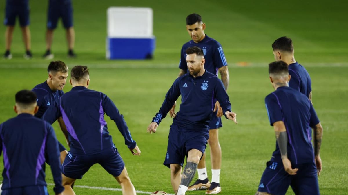 Entrenamiento de Selección Argentina en Doha. Foto: Reuters.