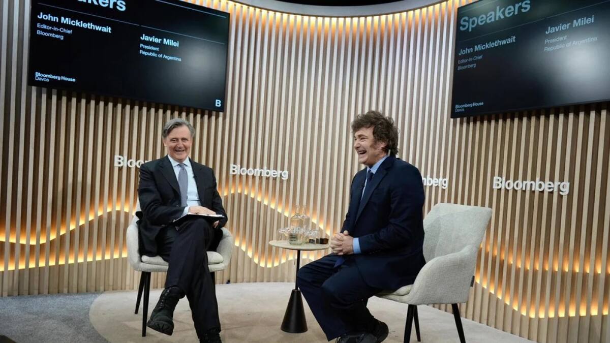 Entrevista de Bloomberg a Javier Milei en el Foro Económico Mundial en Davos. Foto: NA.