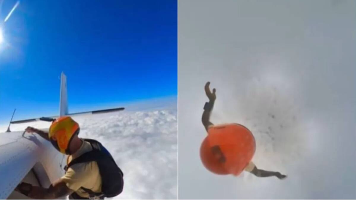 De película: paracaidista se grabó mientras saltaba dentro de una nube y se hizo viral
