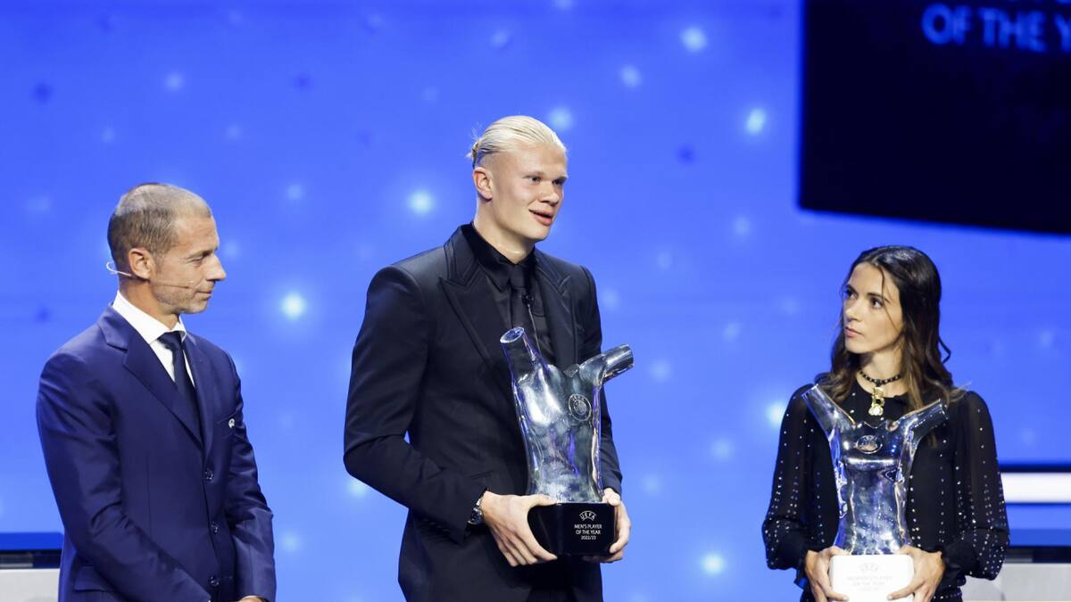 Erling Haaland fue elegido como Mejor Jugador del Año de la UEFA. Foto: EFE.