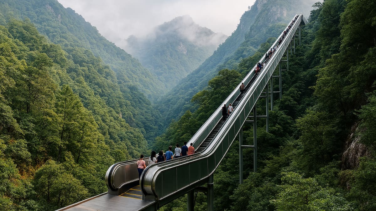 La “escalera a las nubes”: una impresionante obra en China que sube el equivalente a 88 pisos