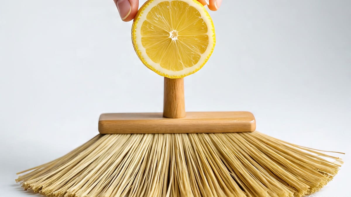 Escoba y limones para limpiar