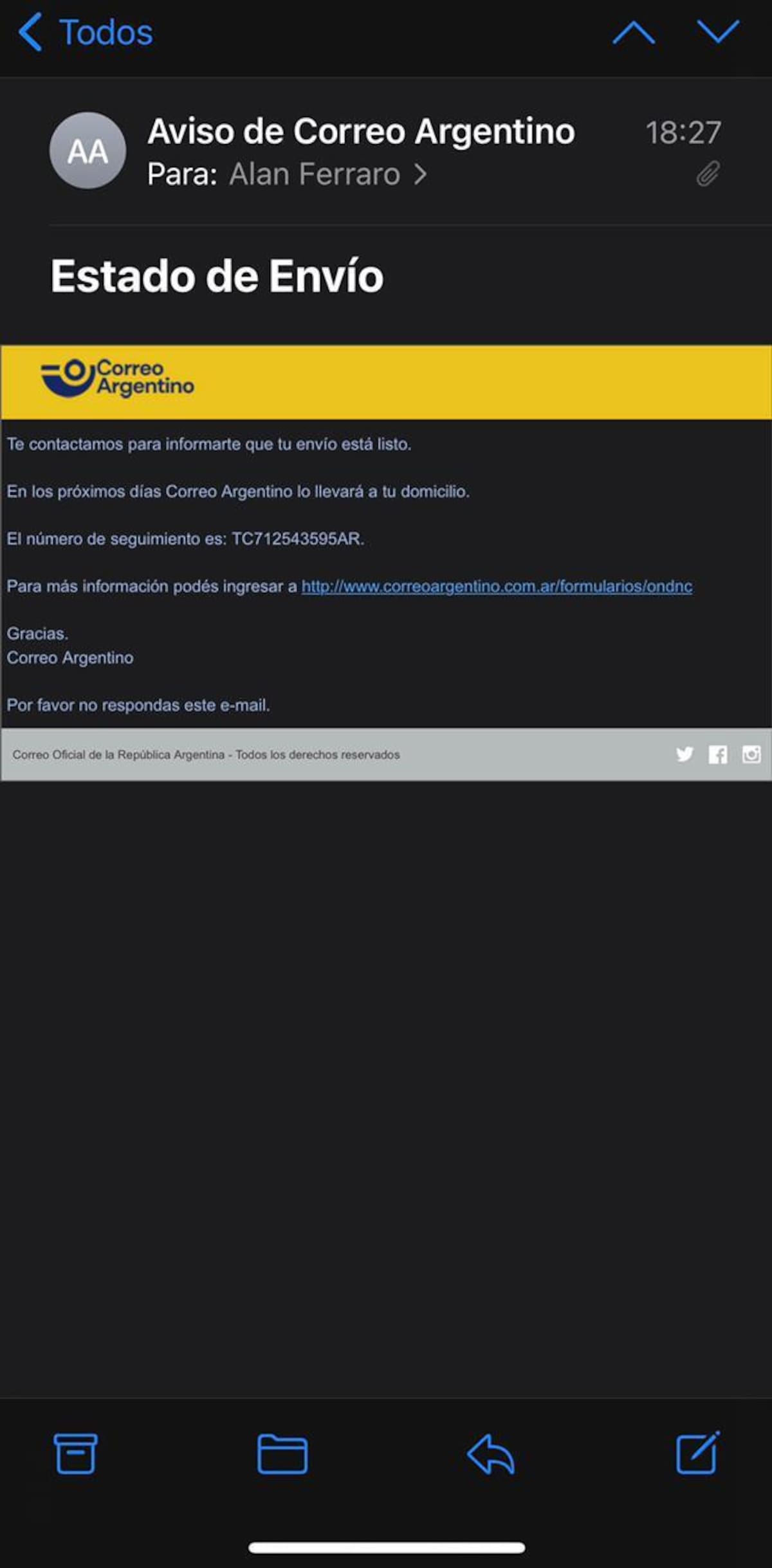 Estafas en nombre de Correo Argentino