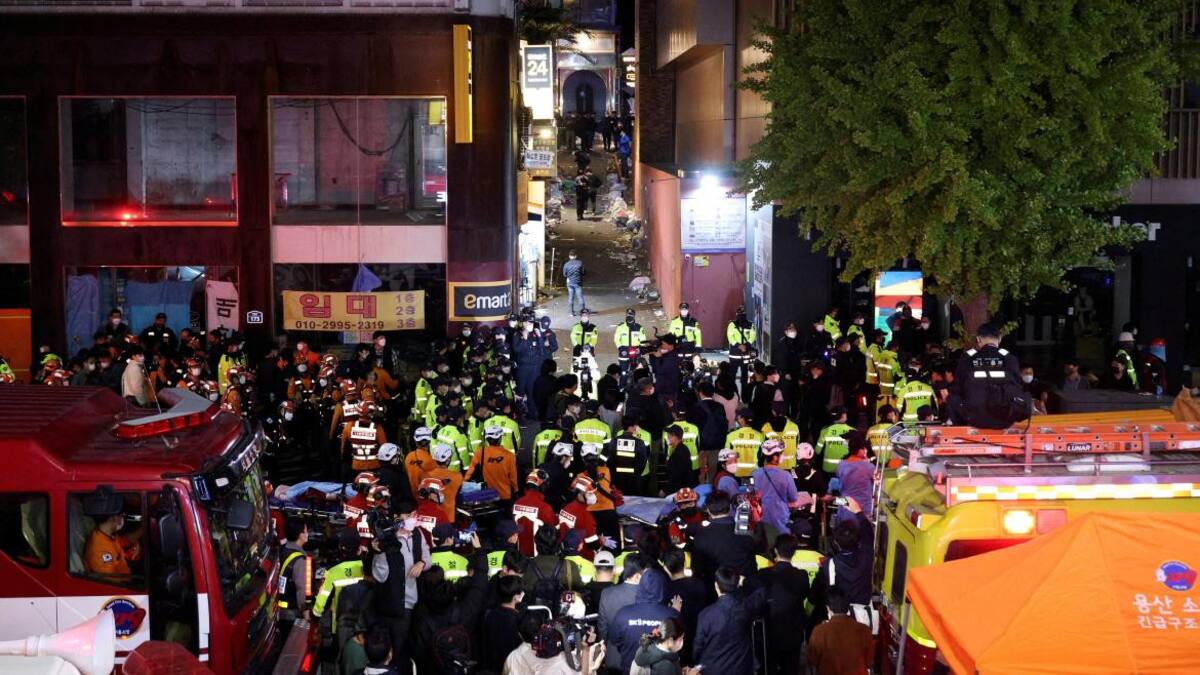 Estampida en Corea del Sur. Foto: Reuters.