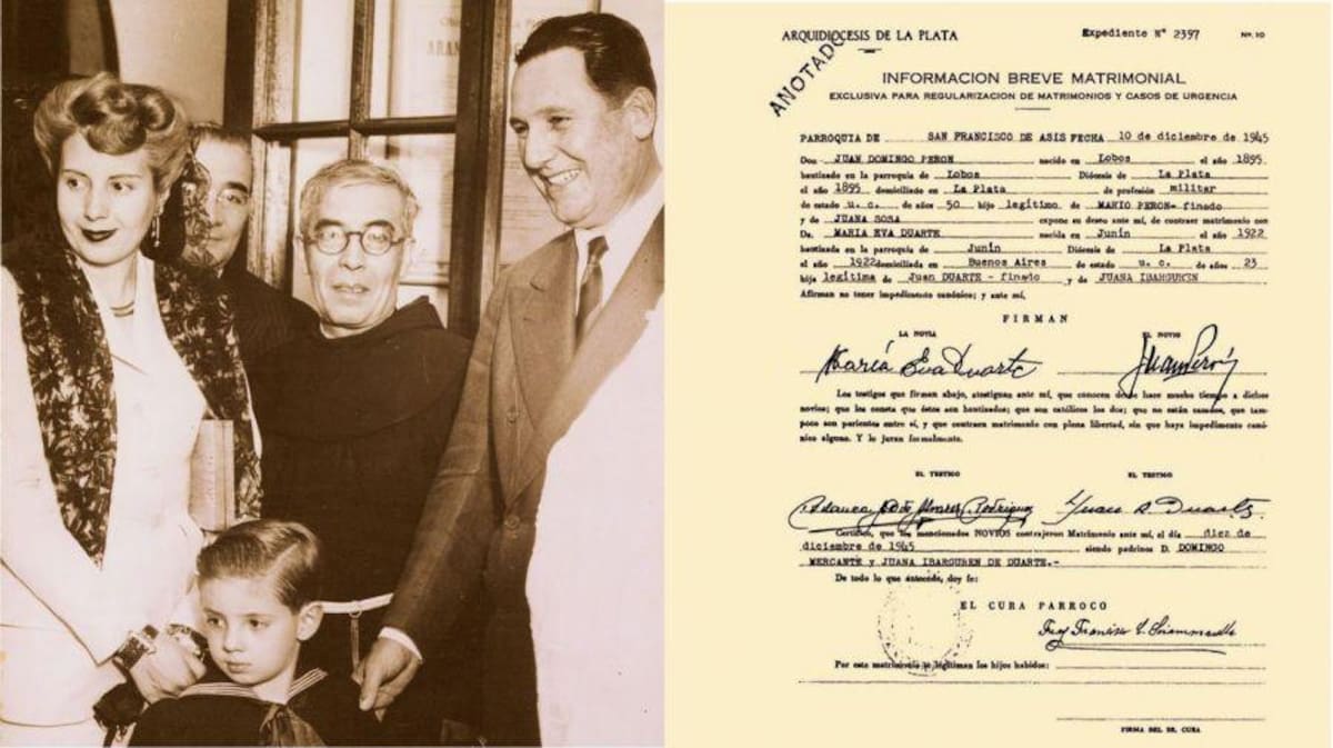 Evita y Perón, casamiento