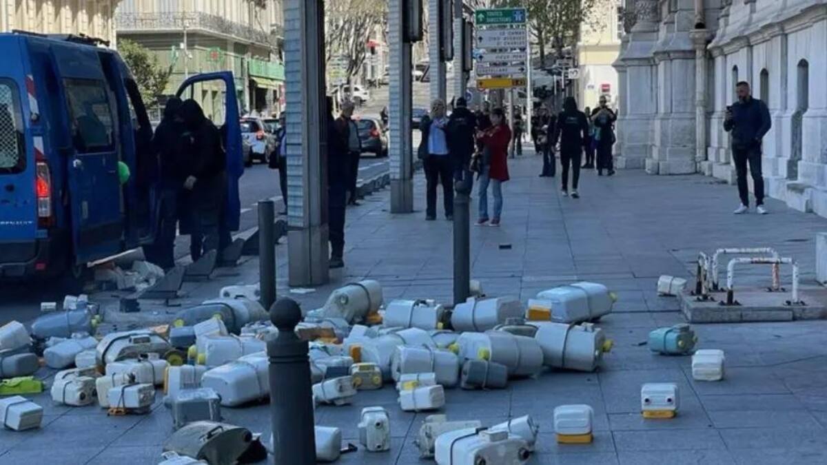 Explosión en Marsella, 13 sindicalistas detenidos. Foto captura Laprovence.