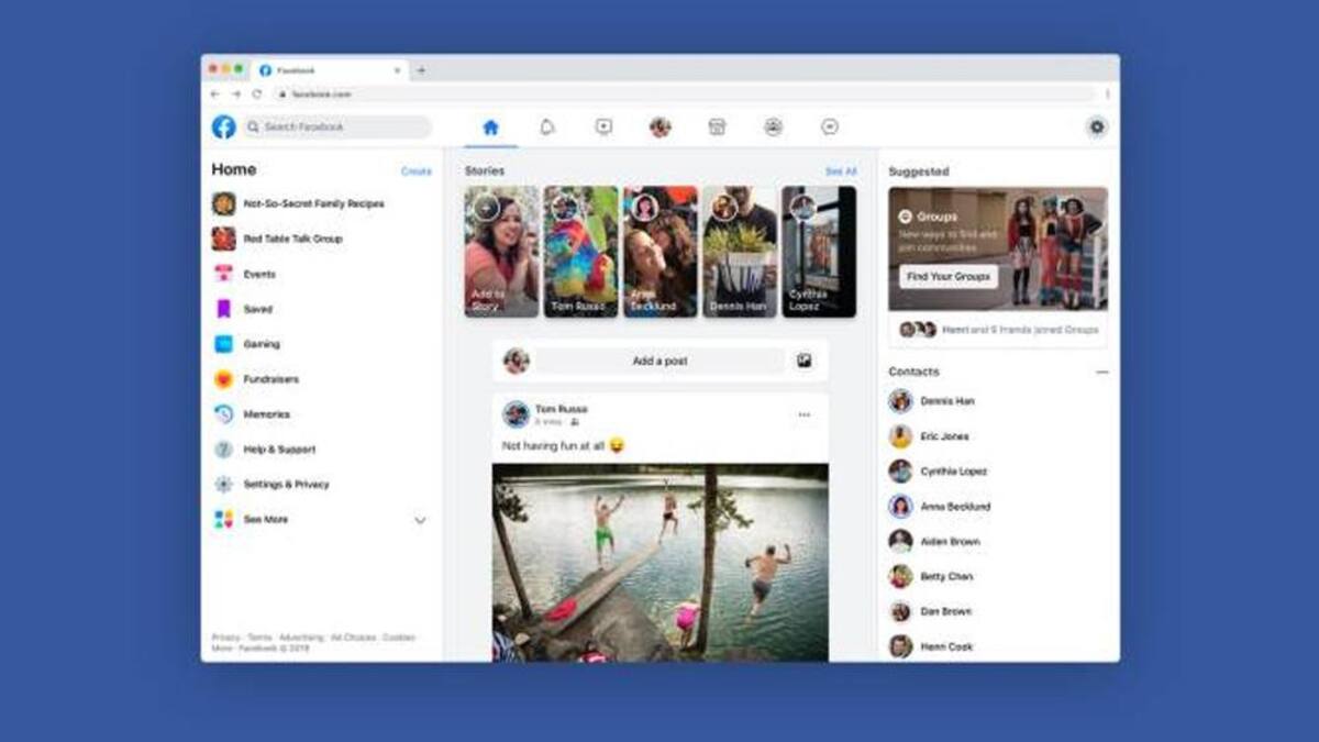 Facebook, nuevo diseño, redes sociales, tecnología