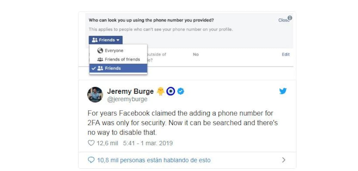 Facebook, teléfono celular