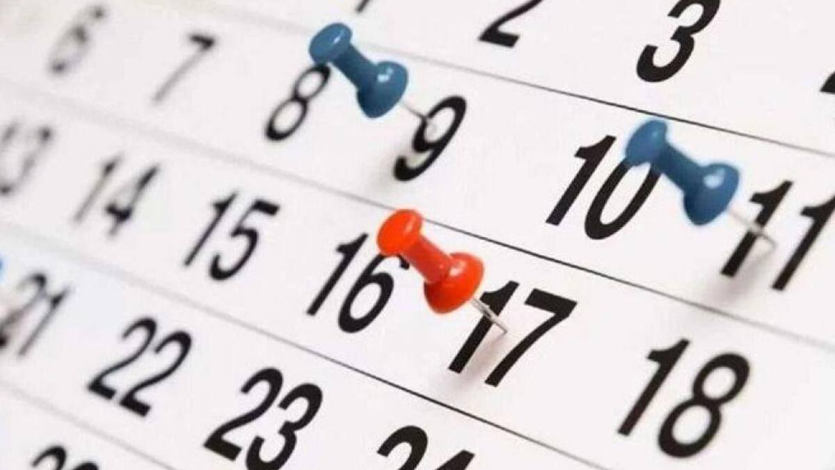 Feriados, días no laborables, calendario