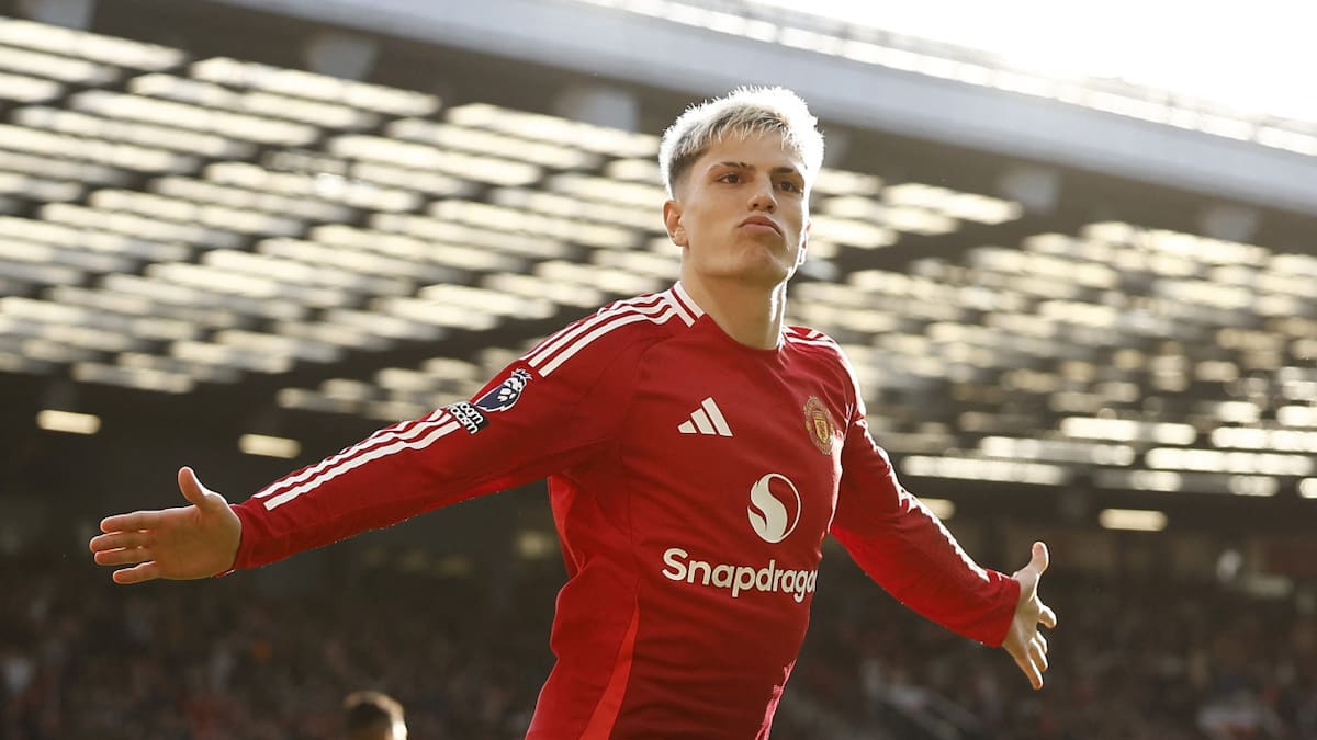 Festejo de Alejandro Garnacho para el Manchester United. Foto: REUTERS.