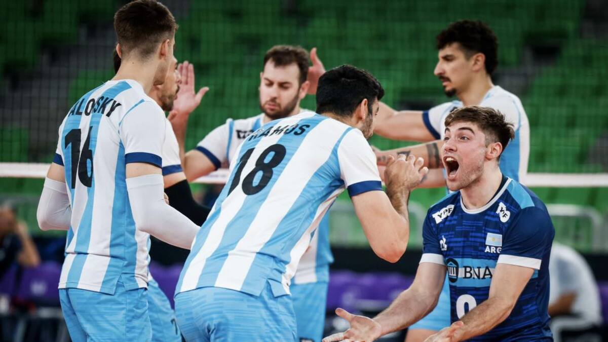 Festejo de Argentina en el Mundial de Voley 2022. Foto: @Voley_FeVA.