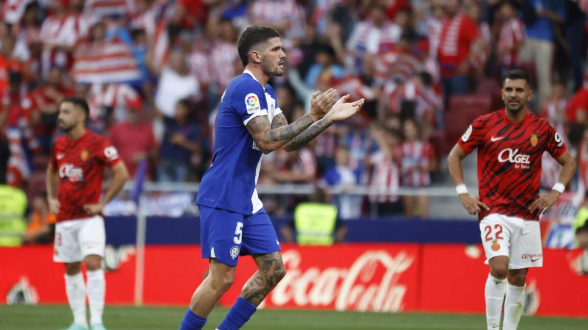 Festejo de De Paul en la victoria del Atlético de Madrid ante el Mallorca por La Liga. Foto: EFE.
