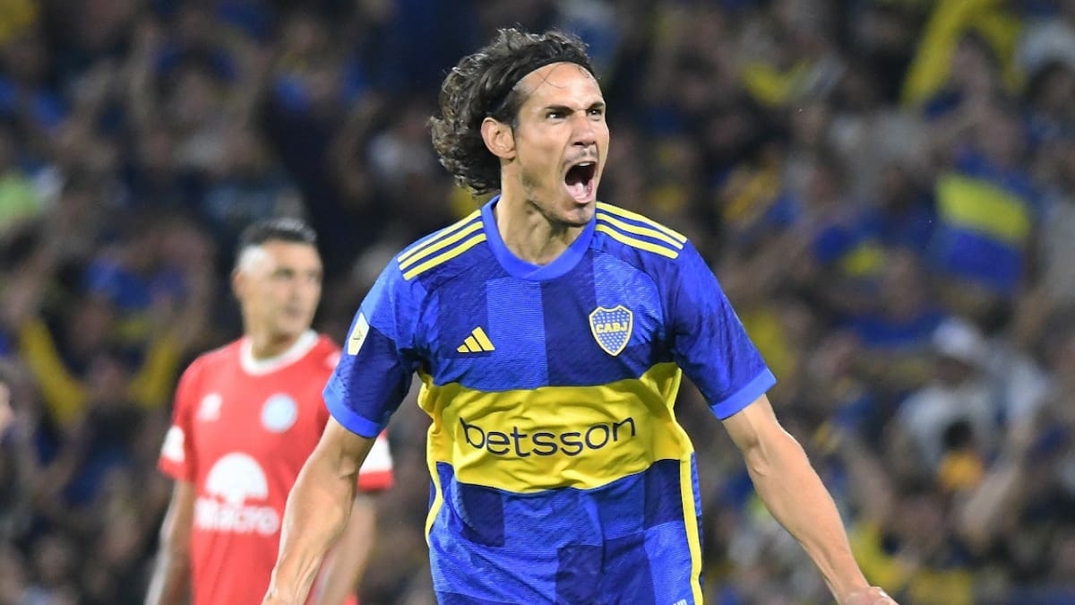 Festejo de Edinson Cavani; Boca Juniors vs. Belgrano. Foto: NA.