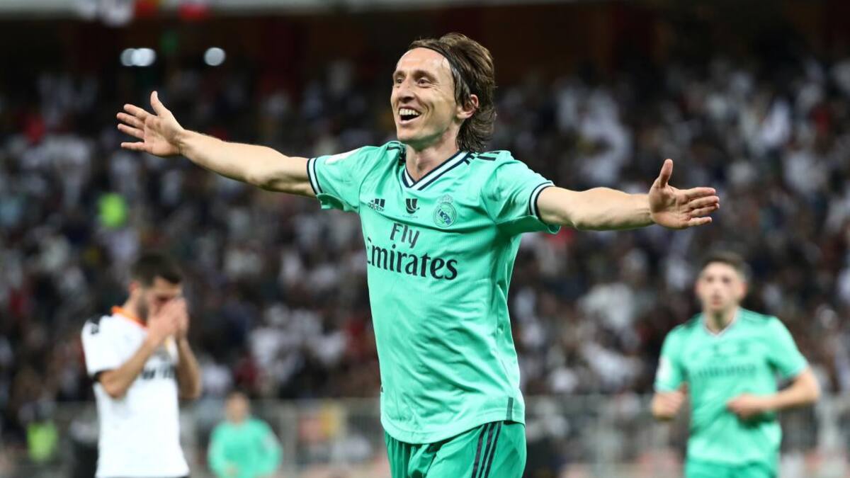 Festejo de Luka Modric para el Real Madrid ante Valencia