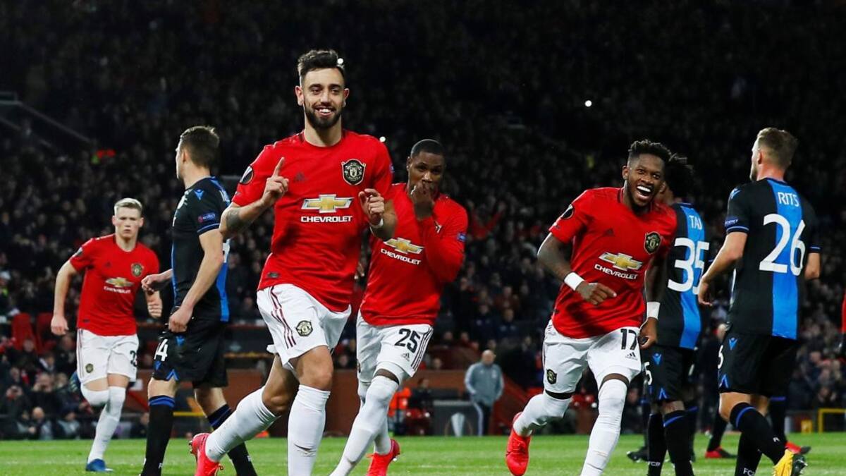 Festejo de Manchester United ante Club Brujas por Europa League, REUTERS
