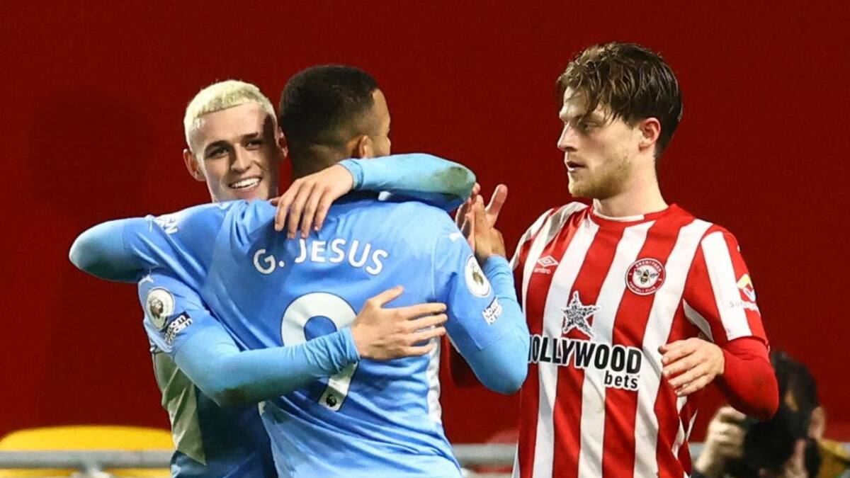 Festejo del Manchester City ante el Brentford