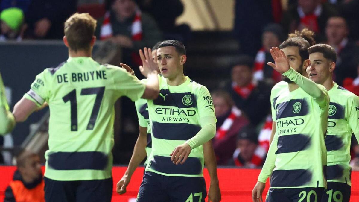 Festejo del Manchester City ante el Bristol City por la FA Cup. Foto: REUTERS.