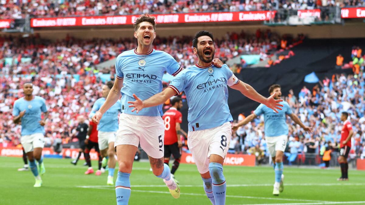 Festejo del Manchester City ante el Manchester United por la FA Cup. Foto: REUTERS.