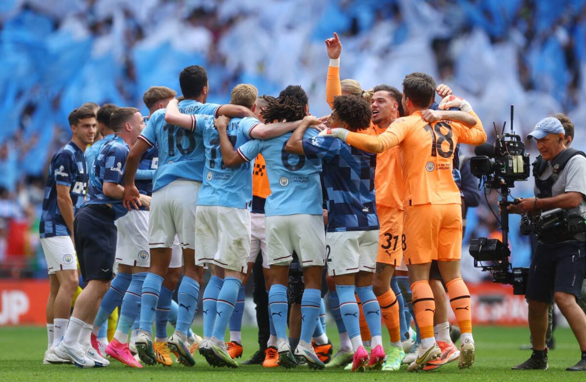 Festejo del Manchester City ante el Manchester United por la FA Cup. Foto: REUTERS.