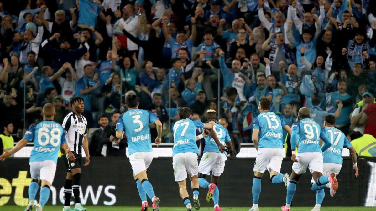 Festejo del Napoli ante el Udinese por la Serie A. Foto: EFE.