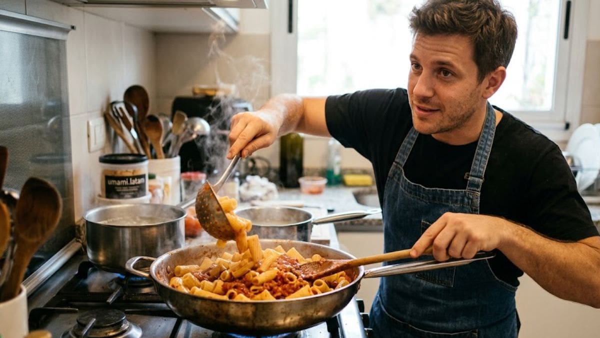 Nacho Feibelmann, ex MasterChef de 33 años: “La pasta no se termina en el agua, se termina en la salsa”.