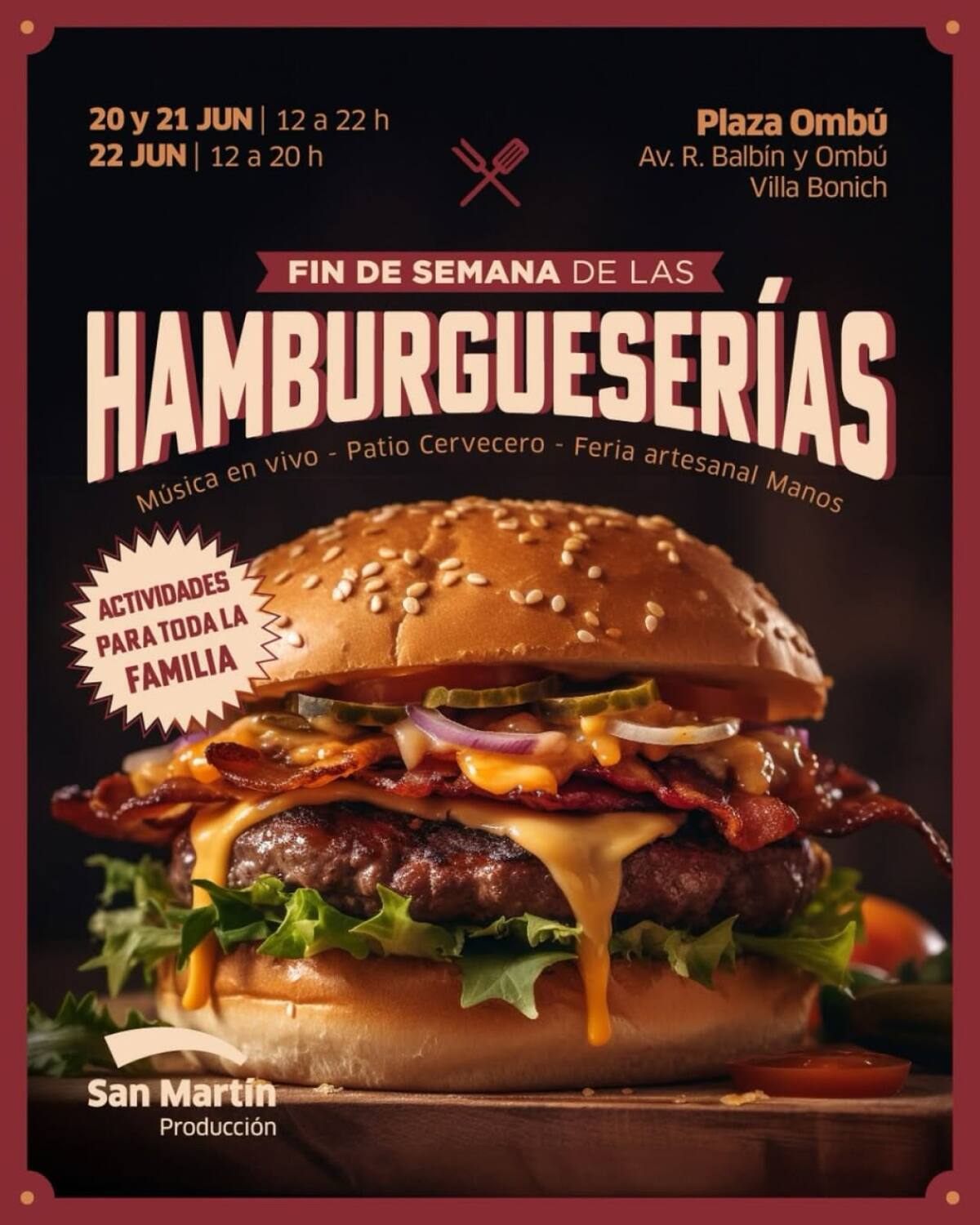 Fin de semana de las hamburgueserías, en San Martín. Foto: Instagram SanMartínGob.