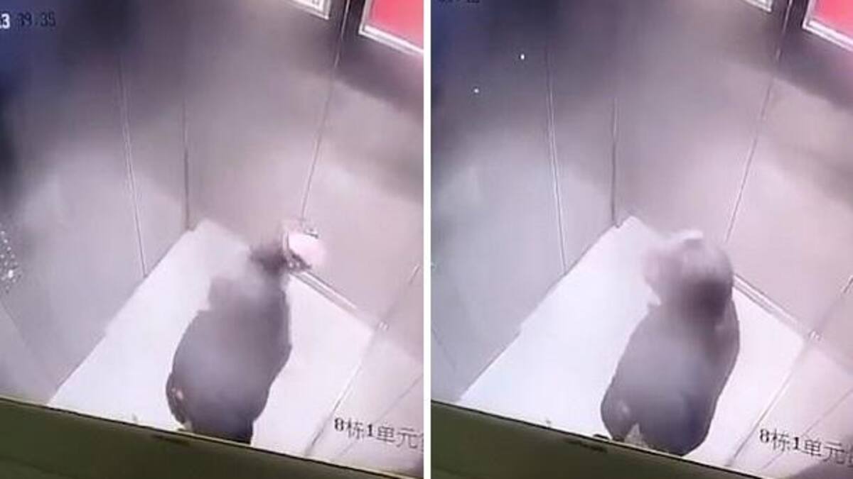 Foto, anciana lanza flemas dentro de un ascensor en China en medio de un nuevo brote de covid-19