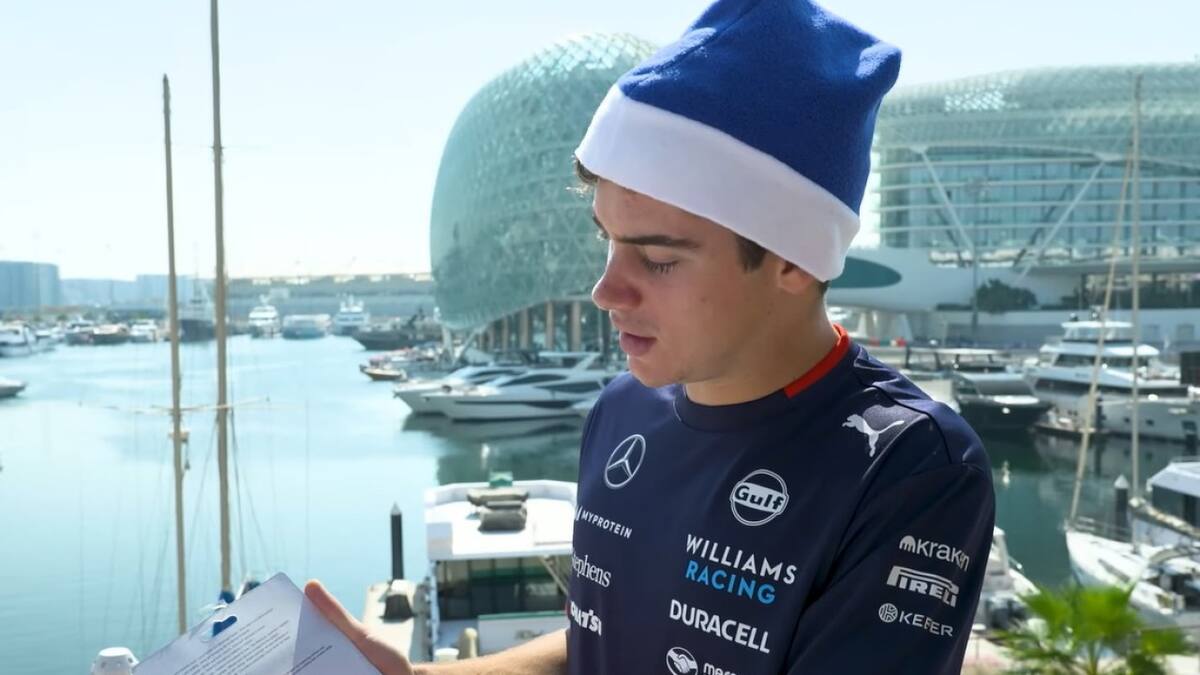 Franco Colapinto en el "Santa Secreto". Foto: YouTube FORMULA 1.