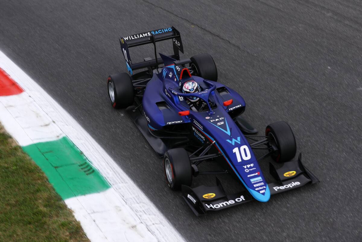 Franco Colapinto en la Fórmula 3. Foto: @FranColapinto.