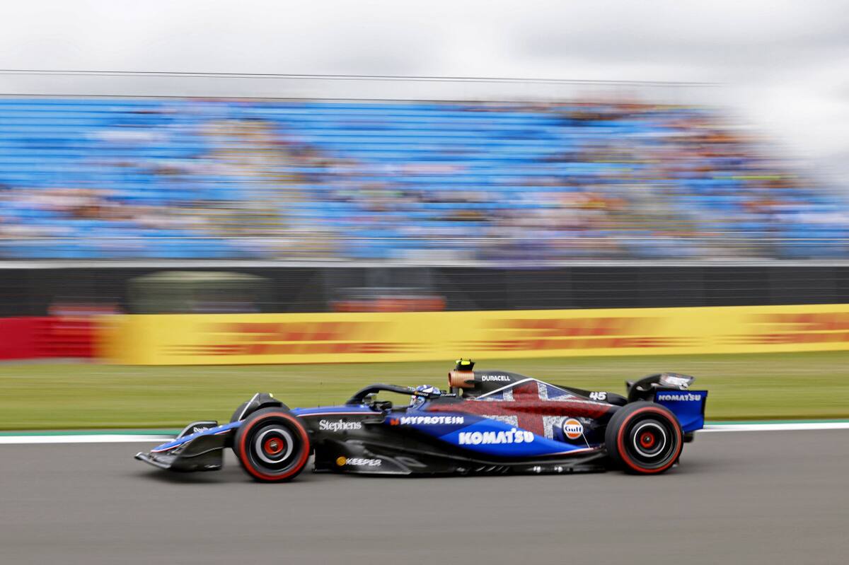 Franco Colapinto en los entrenamientos del Gran Premio del Reino Unido. Foto: Reuters.
