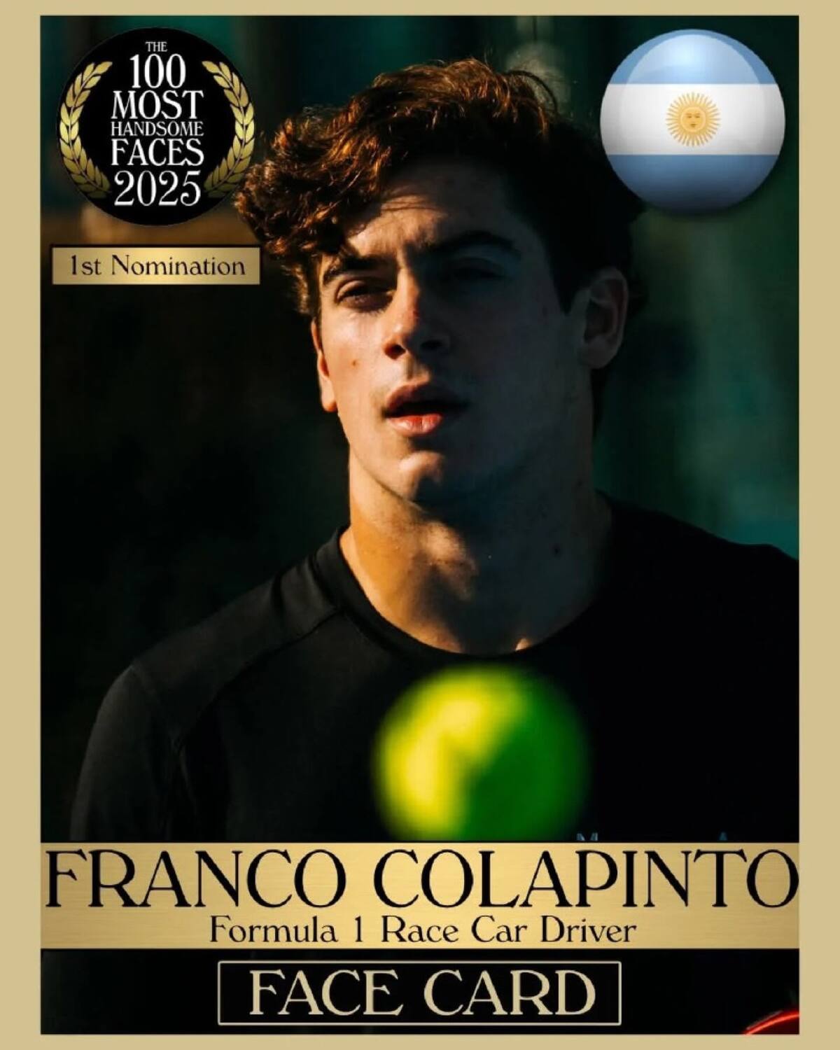 Franco Colapinto, nominado a los 100 rostros más hermosos de 2025. Foto: Instagram @tccandler